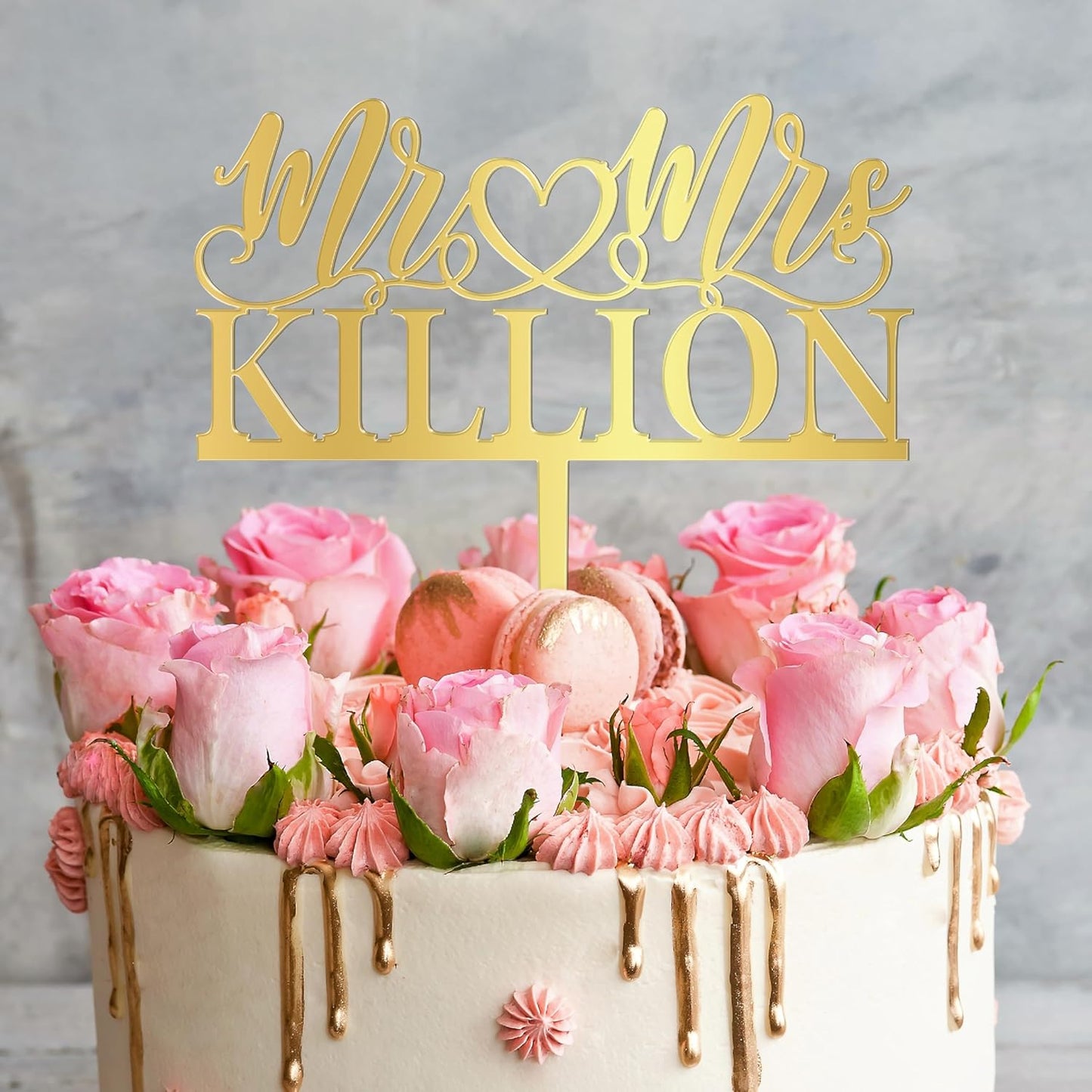 Personalized Mr & Mrs Wedding Cake Topper - Custom Last Name Cake Decoration - 6 Elegant Designs – Wood or Acrylic – 11 Colors – Ideal for Weddings & Anniversaries