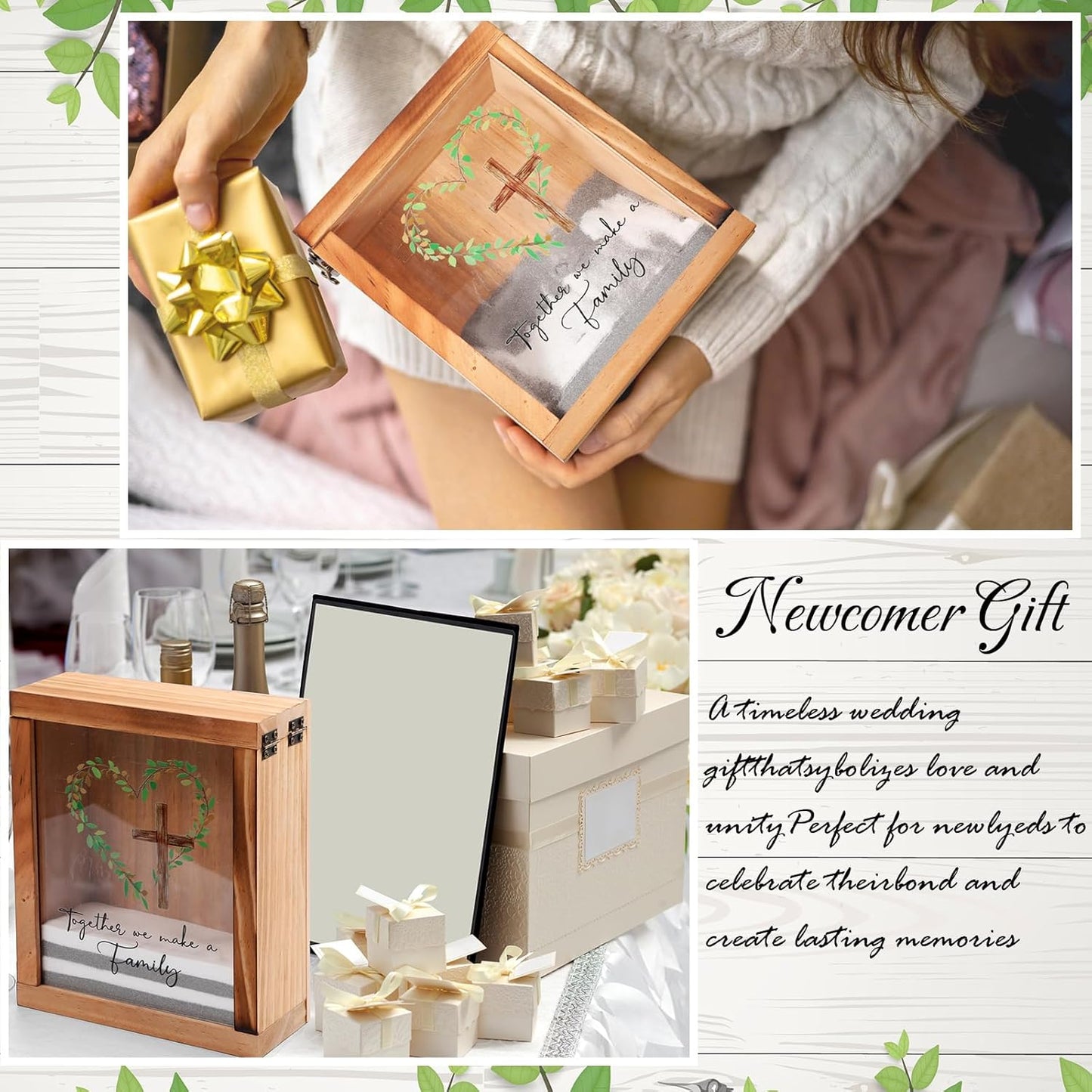 Blosssound Unity Sand for Wedding Ceremony Set Christian Together We Make a Family Unity Sand Ceremony Shadow Box and Vases for Religious Wedding Centerpiece Marriage Bridal Party Supplies