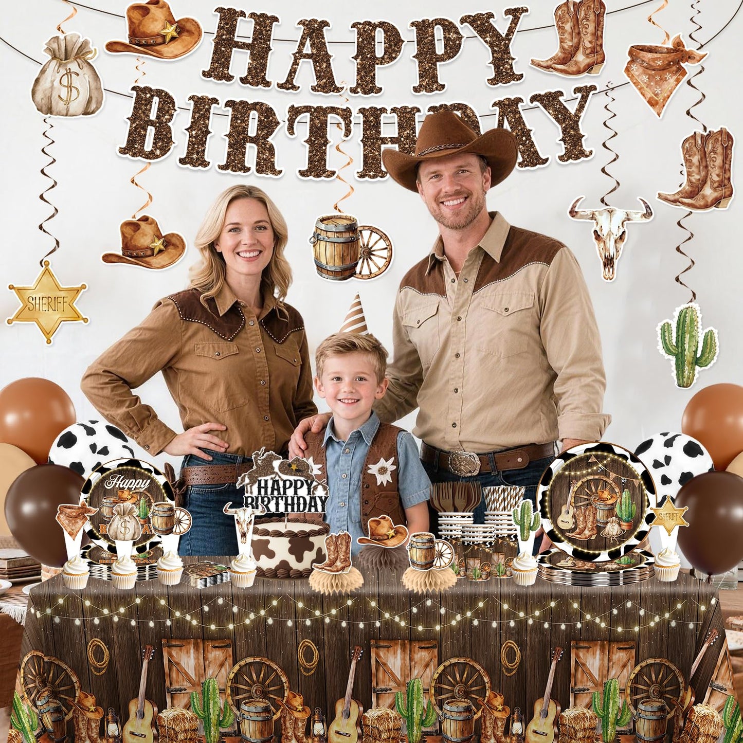 205PCS Xynic Western Cowboy Birthday Party Decorations Set for 25 Guests