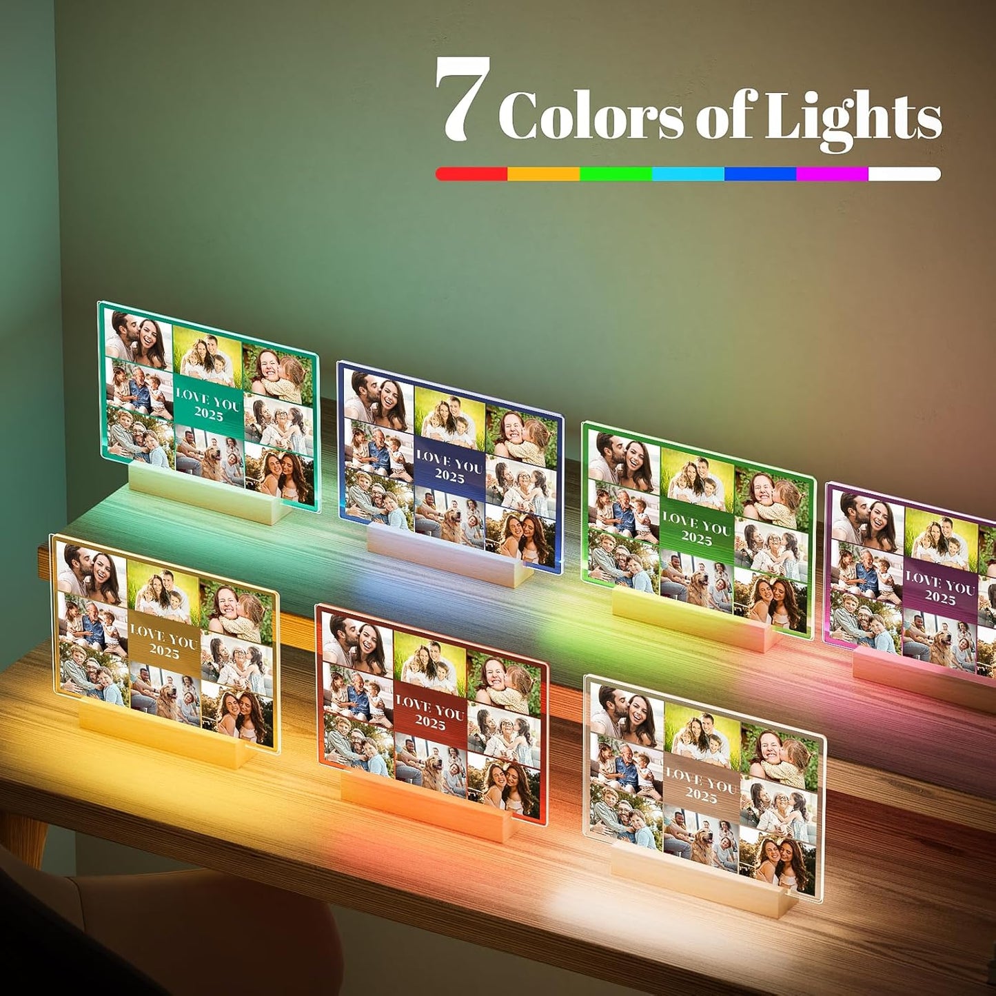 Custom Picture Frames with Photos, Personalized Photo Frame with Night Light, Customized Picture Frame, Personalized Birthday Photo Gifts for Women Men Mom Dad Grandma Grandpa Baby Kid Family Friends