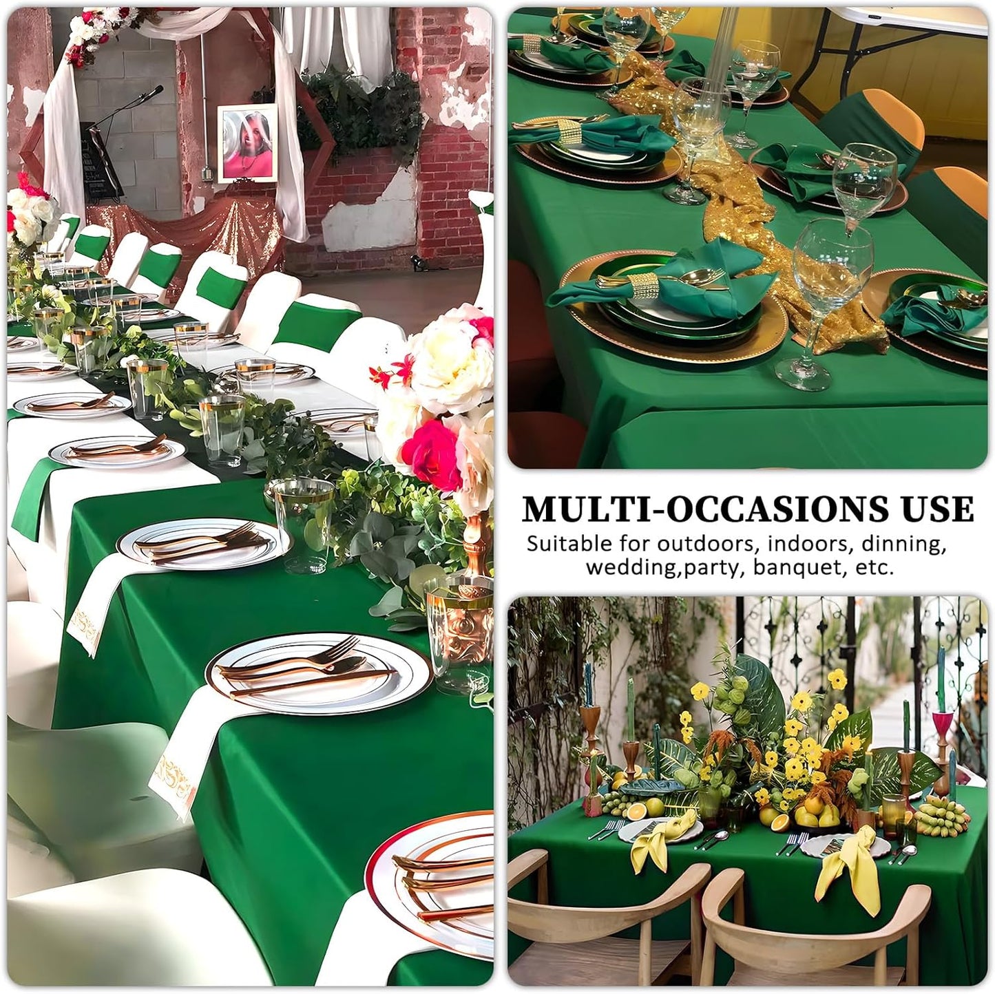 8 Pack Green Table Cloth 60 x 102 Inch Rectangular Tablecloths for 6 Foot Rectangle Tables, Wrinkle Resistant Green Tablecloth Washable Polyester Fabric Table Covers for Buffet Wedding Party Banquet