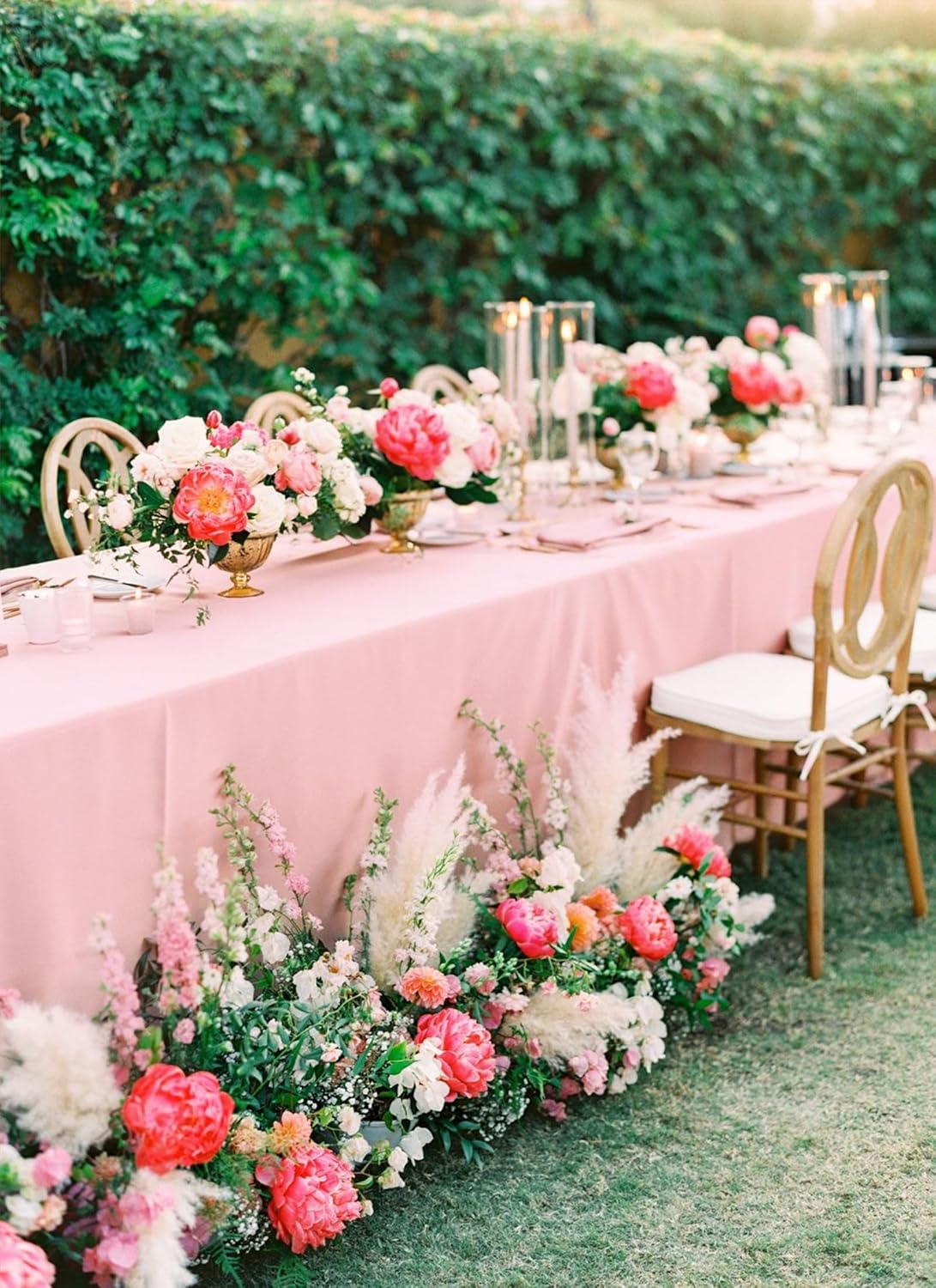 12 Pack Polyester Tablecloth 60 x 126 Inch Pink Tablecloth for 8 Ft Rectangle Tables,Stain and Wrinkle Resistant Washable Fabric Table Covers Polyester Table Clothes for Wedding Parties Banque