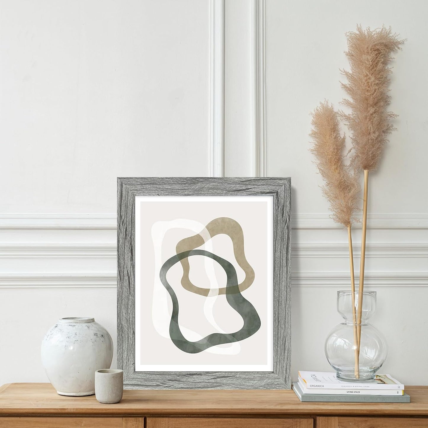 8.5x11 Picture Frame Set of 2, Gray Certificate Document Frames with Glass Collage Frame, Display Pictures Two 5x7 With Mat or 8.5 x 11 Without Mat - Horizontal or Vertical Wall Mounting