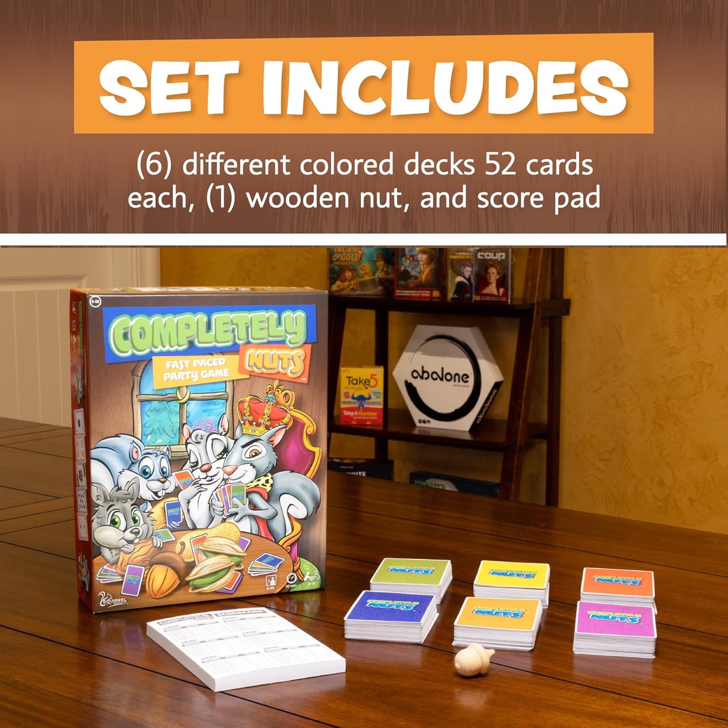 Squirrel Products Completely Nuts Fast Paced Party Game, Card Game for 2-12 Players Ages 8 and Up, Free for All Card Game for Family Game Night