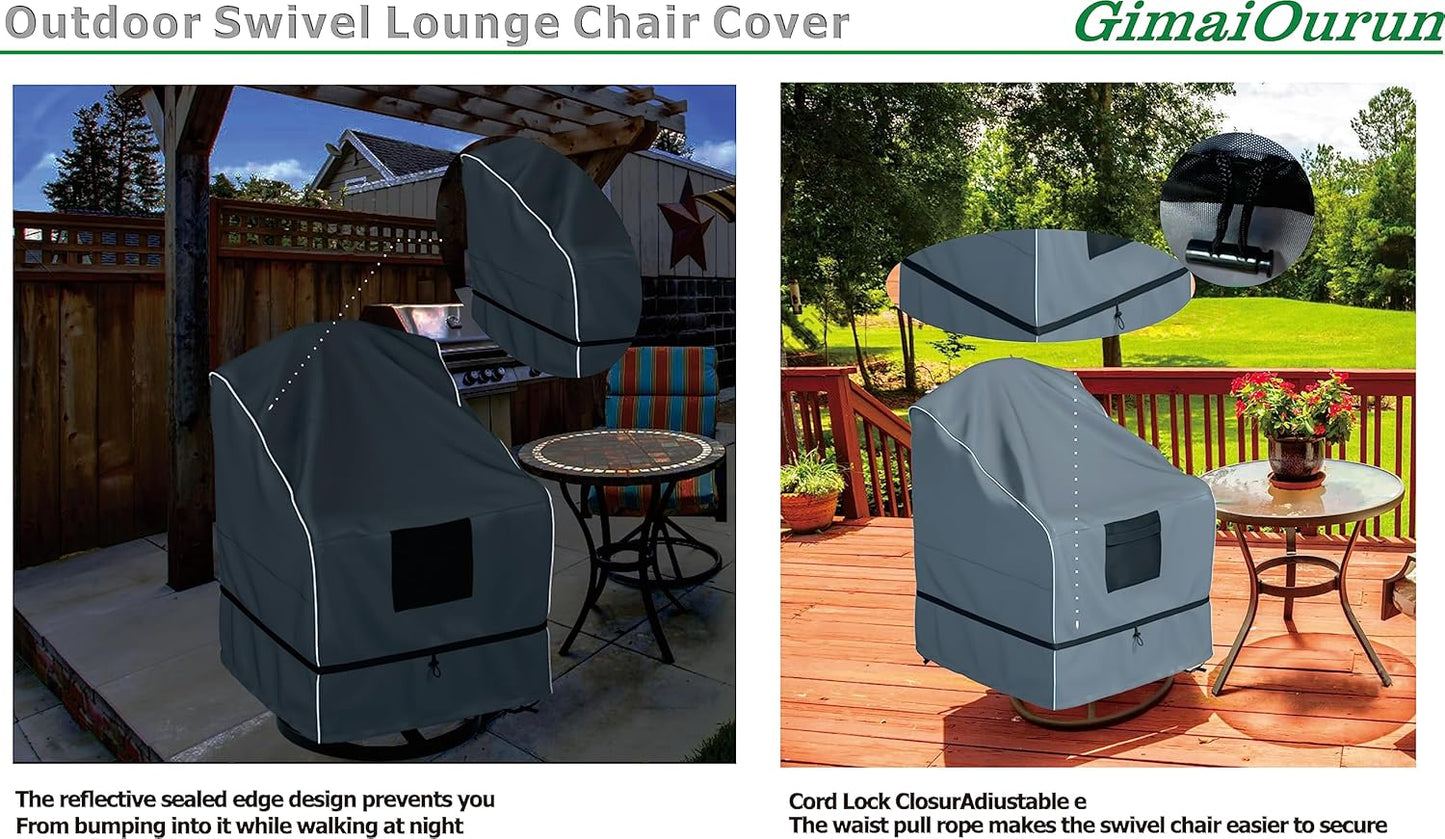 Outdoor Swivel Lounge Chair Cover 2 Pack, Waterproof Heavy Duty Outdoor Outdoor Lawn Patio Furniture Rocking Chair Cover, (29 W x 31 D x 38.5 H inches), Gray