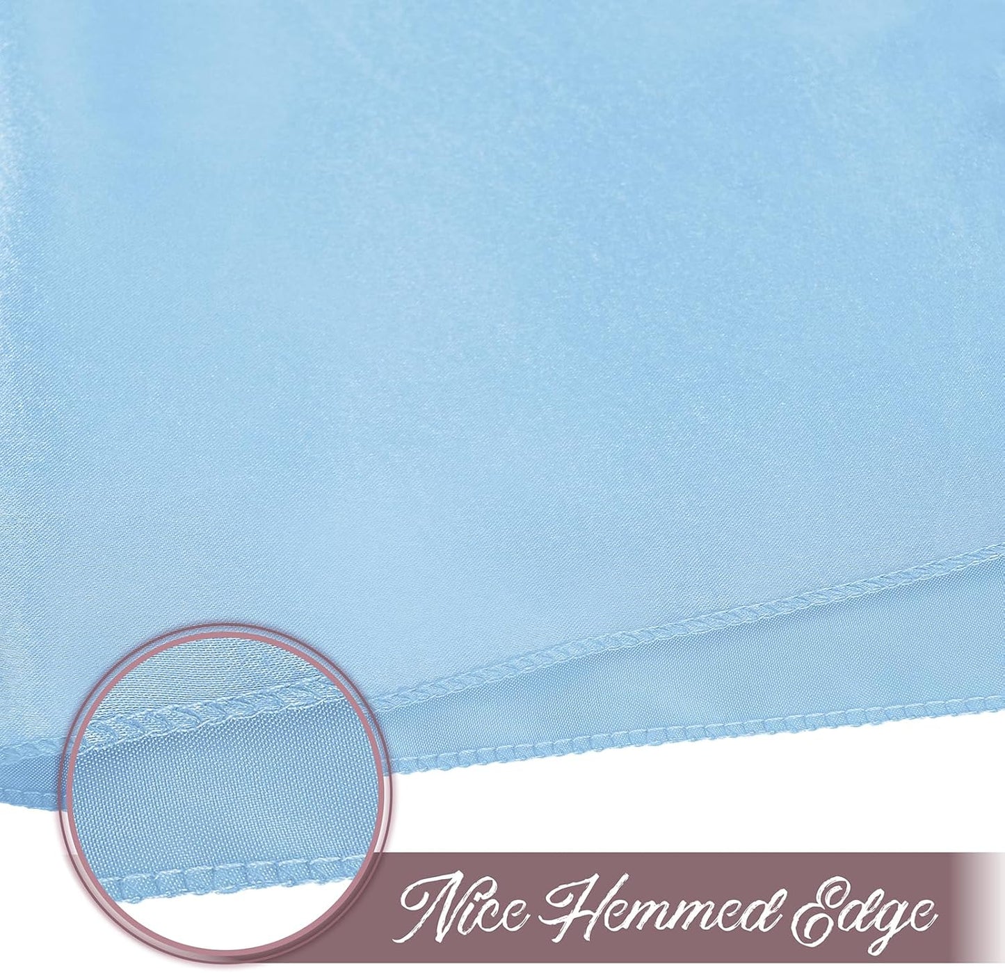 12 Pieces Light Blue Satin Napkins, 17" x 17" Square Table Napkins, Silky Soft Smooth Washable Napkins for Restaurant, Weddings, Dinner, Party Decoration