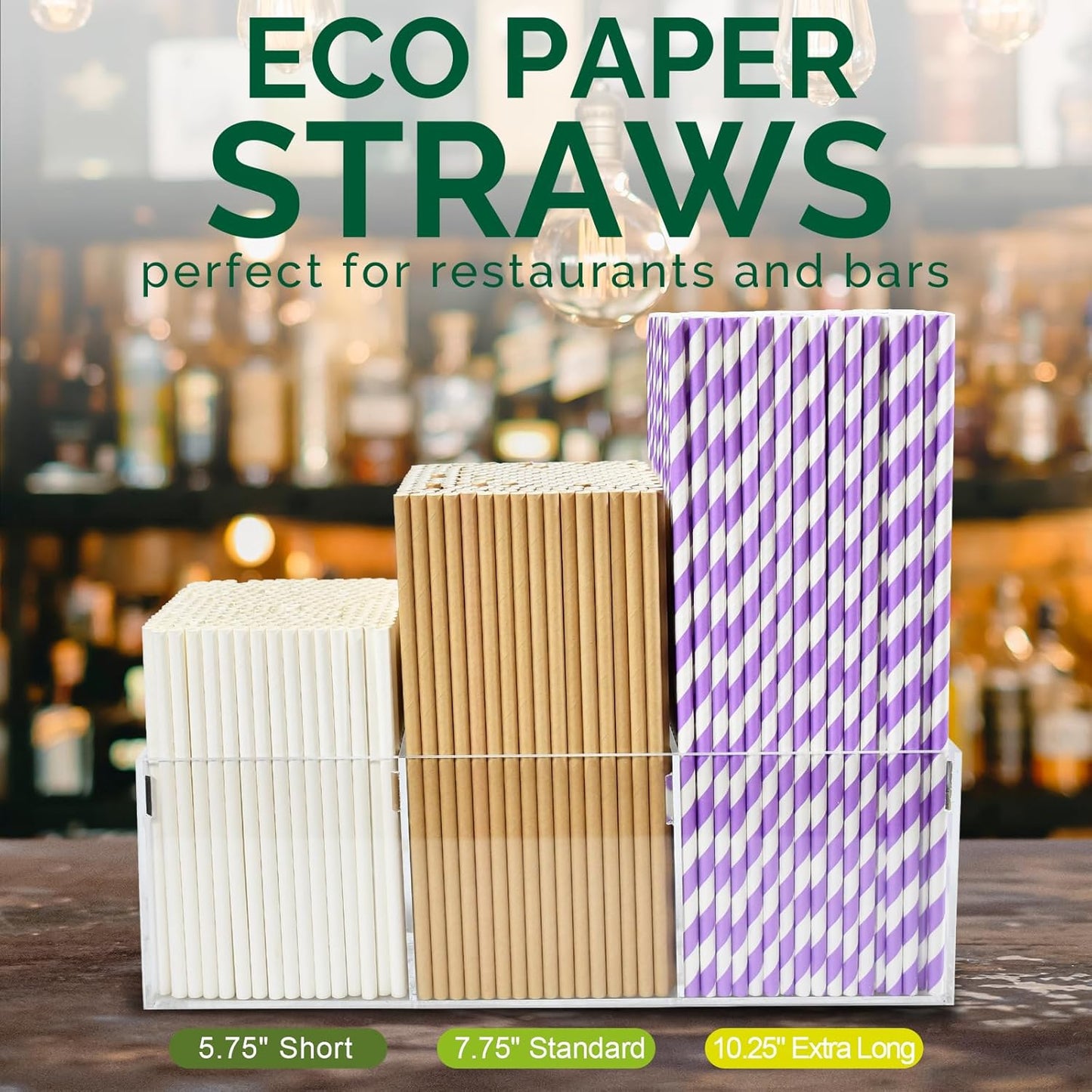 Compostable Paper Drinking Straws 10 Inch Long, for 20oz to 32oz Tumblers - Purple, Pack of 100