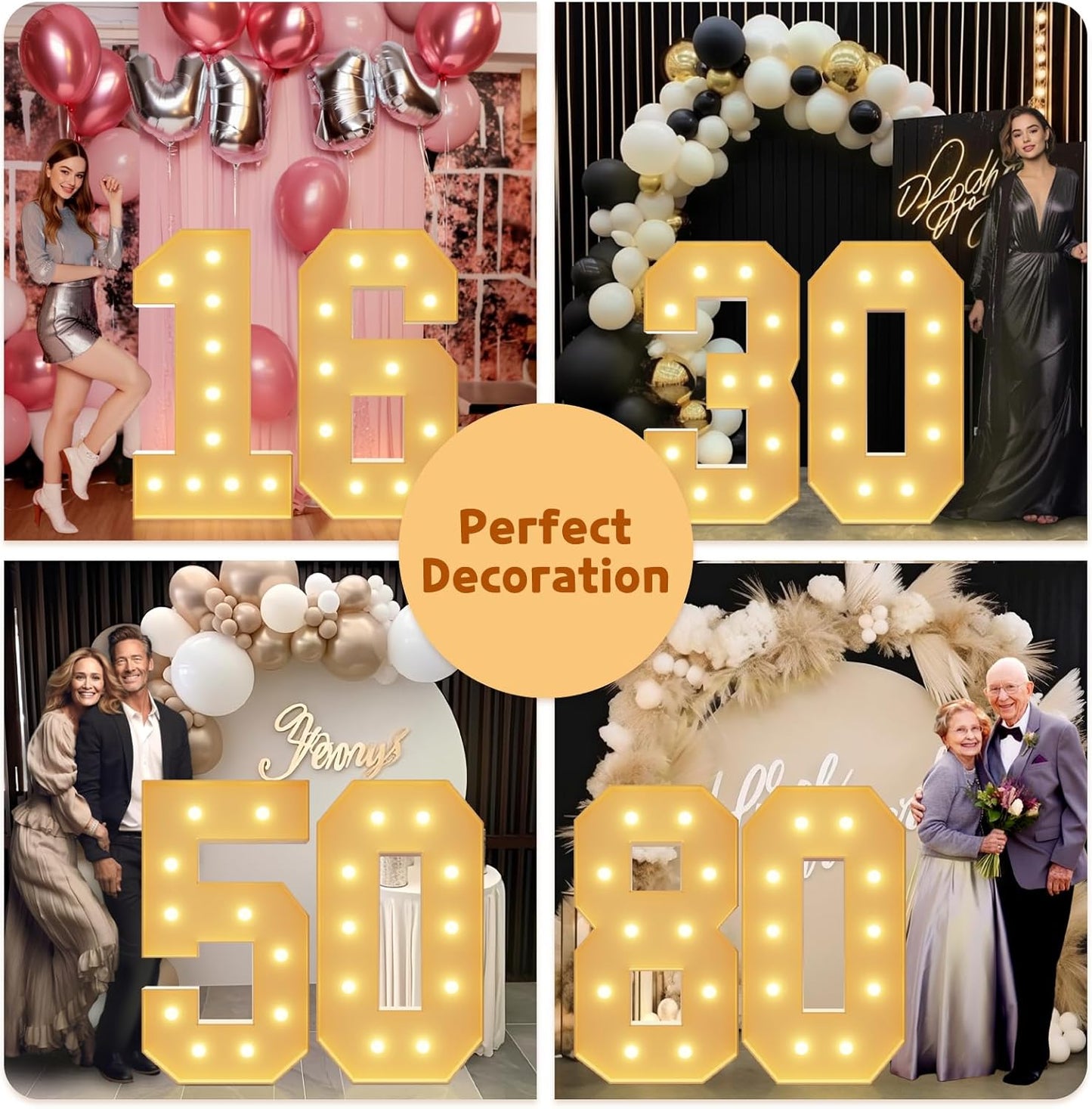 Imprsv 4FT Light Up Numbers, Marquee 10th Birthday Decorations for Girls Boys, Large Light Up 10th Birthday Women Foam Board Anniversary Party Decorations Arch Kit (DIY)