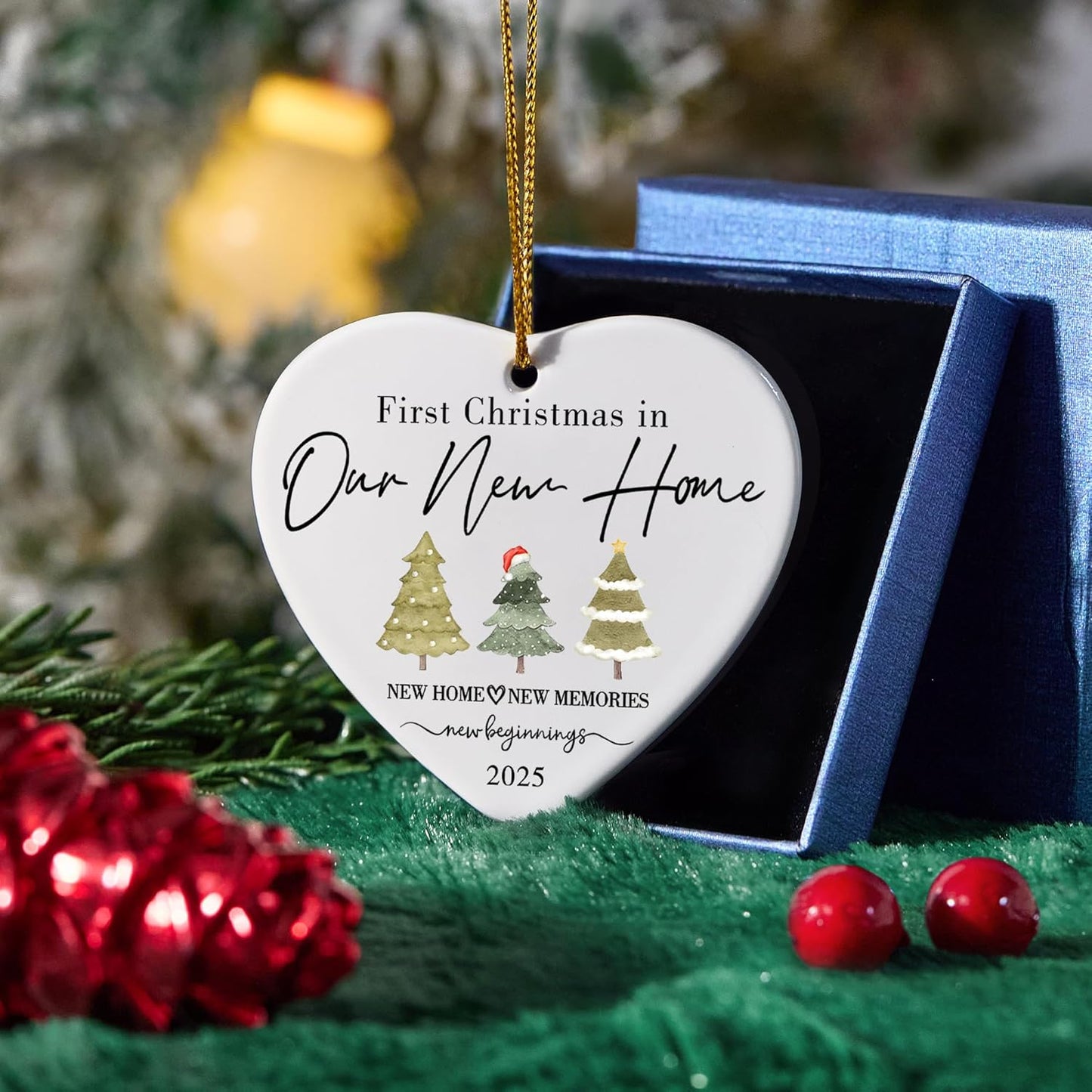 House Warming Gifts New Home,New Home Ornament 2025 Glass Ornament 2025,Home Gift Ideas,First Christmas House Ornaments