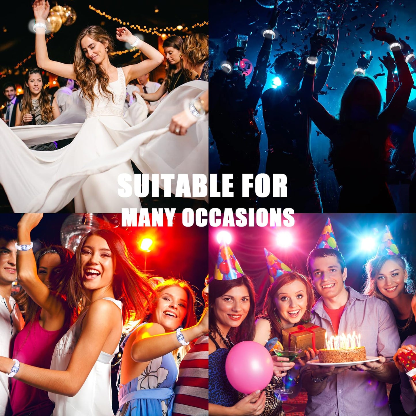Dhseinat 24 Pcs LED Glow Bracelets Sound Activated Bracelet Glow Bracelets with Flashing LED Strobe