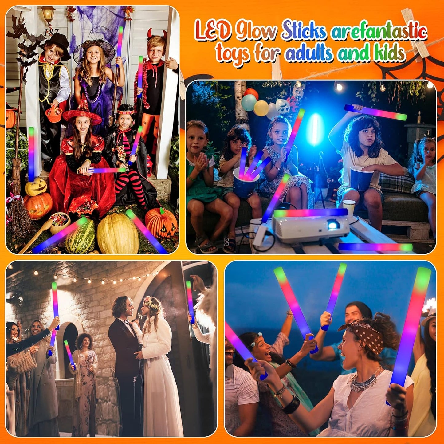 LifBetter Glow Sticks Bulk - 20Pcs LED Foam Sticks Glow Batons with Three Modes Party Flashing Light DJ Wands,for Festivals,Parties, Raves,Concert,Halloween
