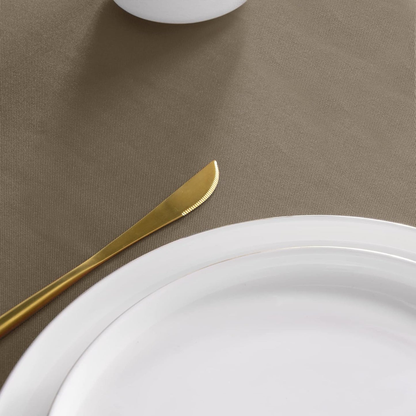 sancua Round Tablecloth - 80 Inch - Water Resistant Spill Proof Washable Polyester Table Cloth Decorative Fabric Table Cover for Dining Tables, Buffet Parties and Camping, Taupe