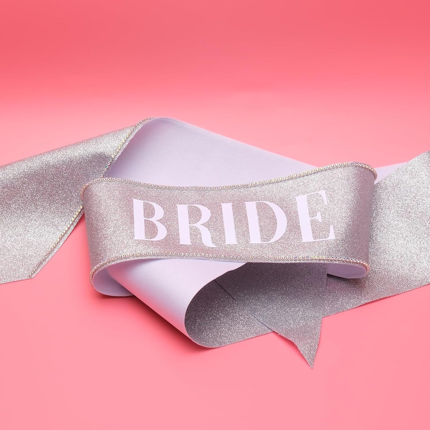 Bride to Be Sash with Rhinestones Glittery Bridal Party Sash with Adjustable Pin for Bachelorette Party Decorations, Wedding Celebration, Bridal Shower