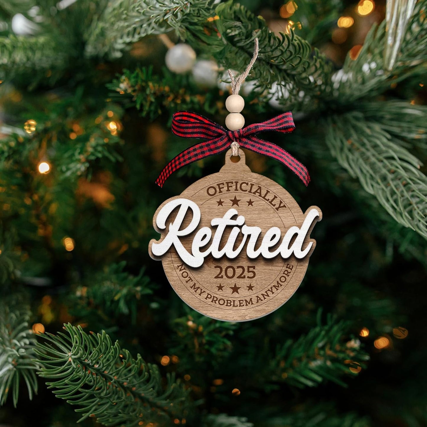 Pawzity Retirement Gifts for Men - Retirement Ornament 2025 - Happy Funny Cool Retire Party Gifts - Mens Retired Gift Ideas for Coworker, Boss, Teacher, Nurse, Man - Wood Retired Christmas Ornament