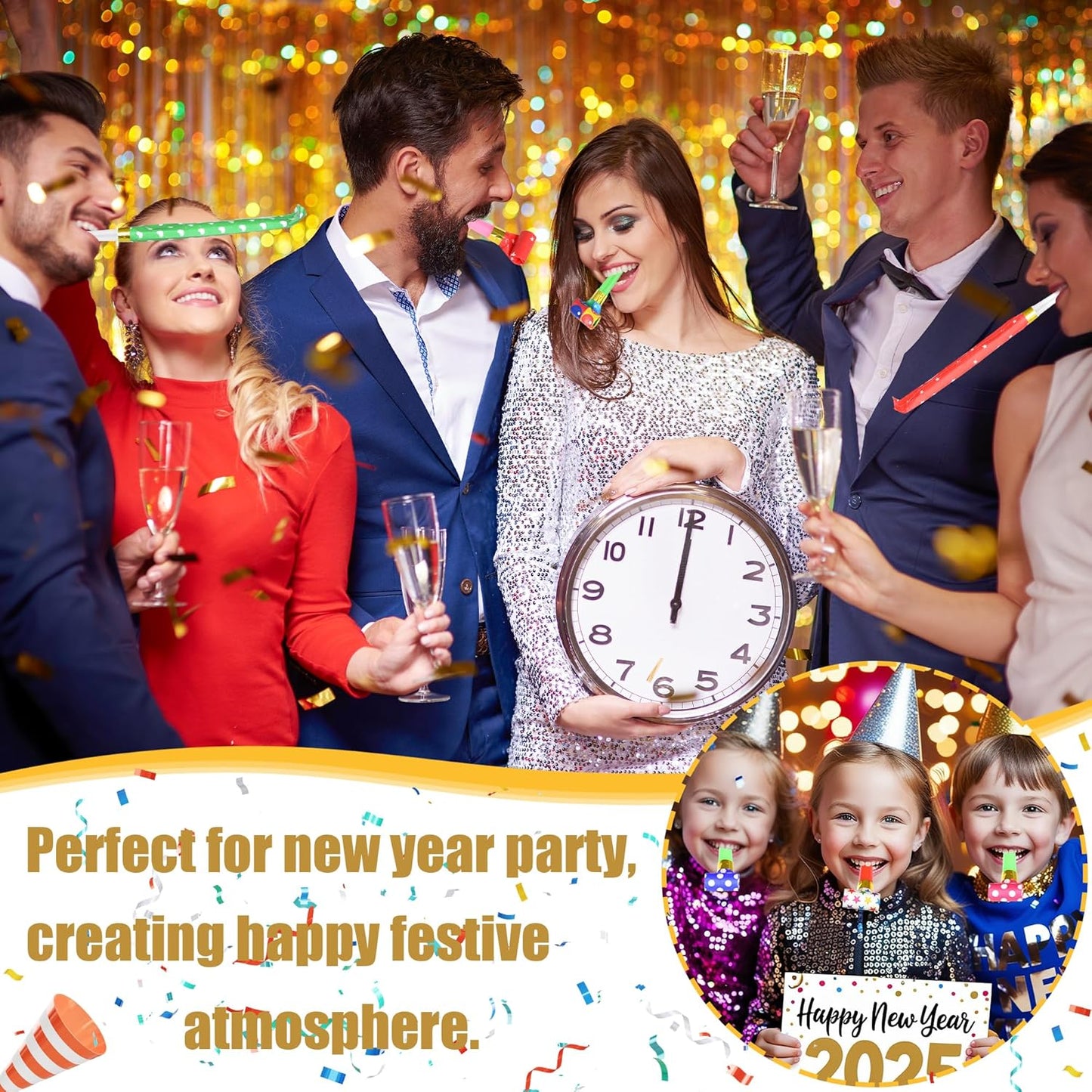 24 Pcs Party Blower Colorful Blowouts Noisemakers Birthday Blowouts Whistles for Party Favors(Colorful Paper Roll)