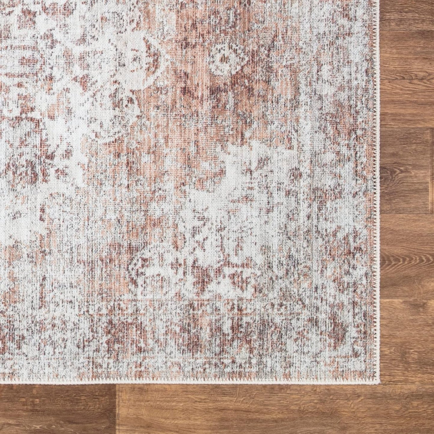 Bloom Rugs Washable Non-Slip 7 ft Runner - Ivory/Blush Traditional Runner for Entryway, Hallway, Bathroom, and Kitchen - Exact Size: 2.5' x 7'