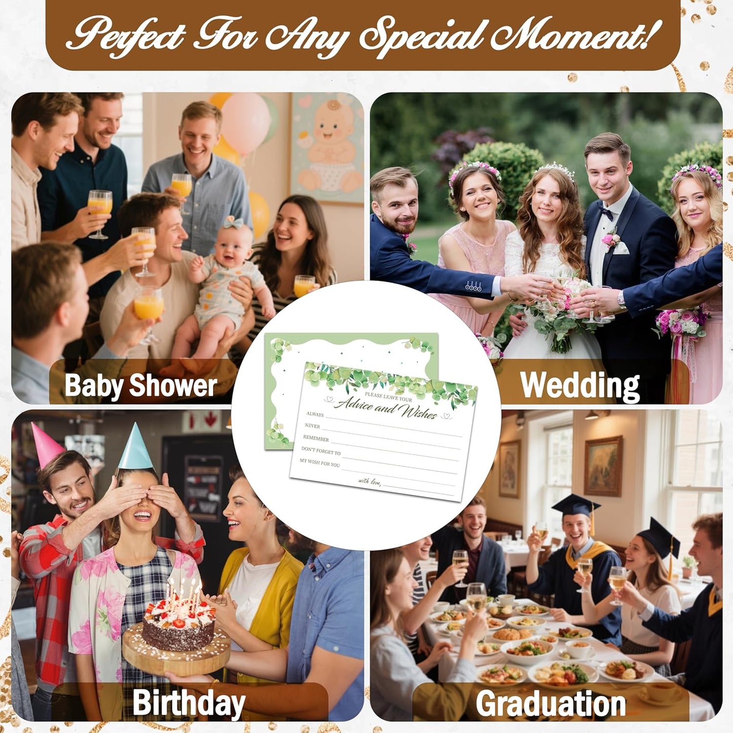 Advice And Wishes Cards (25pcs), Greenery Advice Cards For Mr And Mrs, Bride And Groom, New Parents, Bridal Shower, Baby Shower, Engagement, Wedding, Bachelorette Party Games Decor -A11