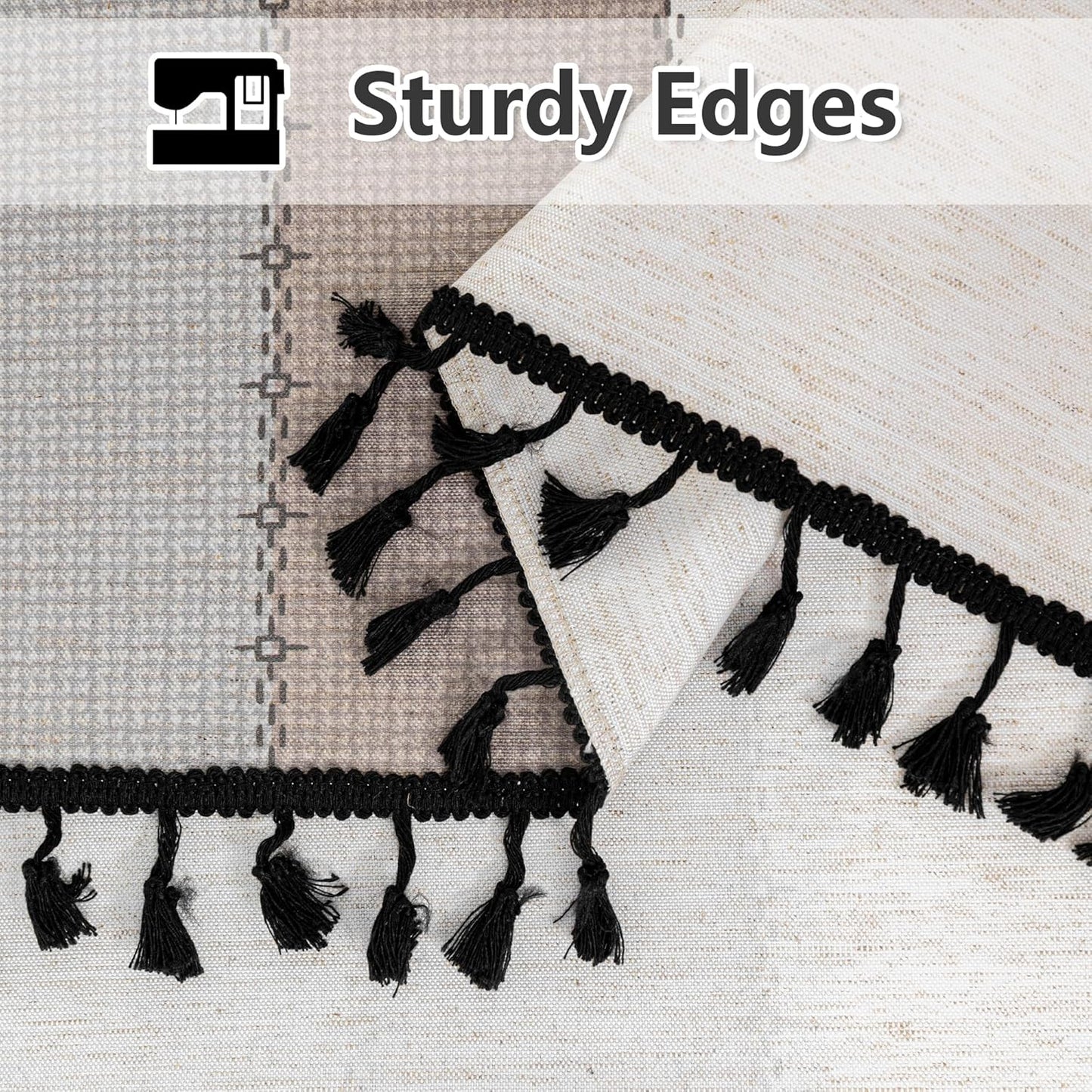 MYSKY HOME Table Cloth 60x120 in Rectangle, Heavy Duty Linen Look Waterproof Tablecloths Farmhouse Tablecloth, Wrinkle Free Table Cover with Coffee Lines for Kitchen Dining, Party