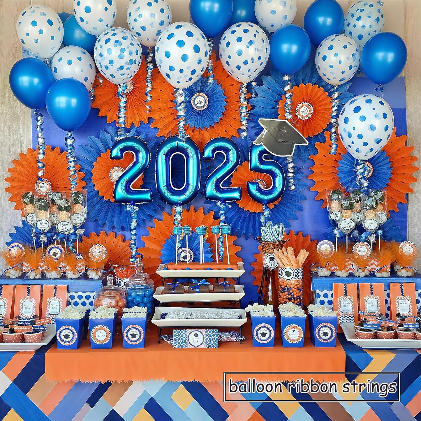 BEISHIDA Blue and Silver Curling Ribbons Balloon String Ribbons - 2 Pack 100 Yards for Gift Warppping Birthday Bachelor Party Decorations