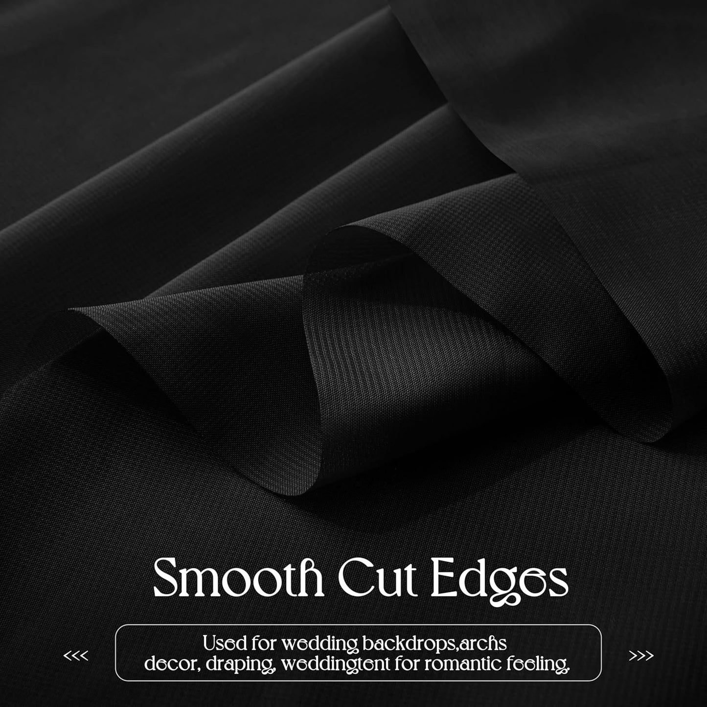 VACVELT Wedding Arch Draping Fabric - Black Chiffon, 1 Panel Sheer Drapes, 30 Inch x 20ft Chiffon Backdrop Curtain, Outdoor Sheer Drapery for Ceremony Party Ceiling