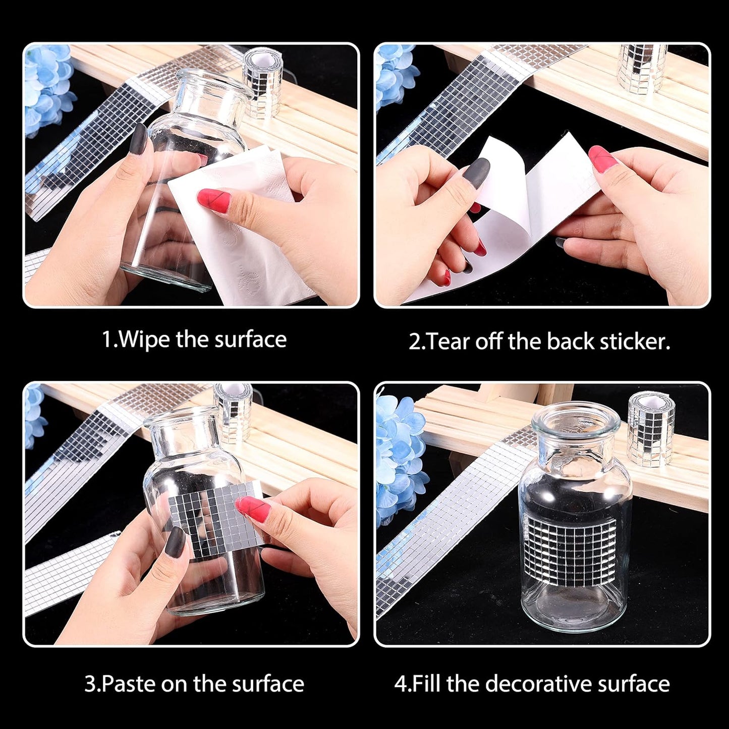 PP OPOUNT Disco Ball Tiles - 11800 Pcs, 5 x 5 mm Self-Adhesive, Mirror Tiles for Crafts & Art Collage, DIY Disco Balls, Indoor/Outdoor Decoration