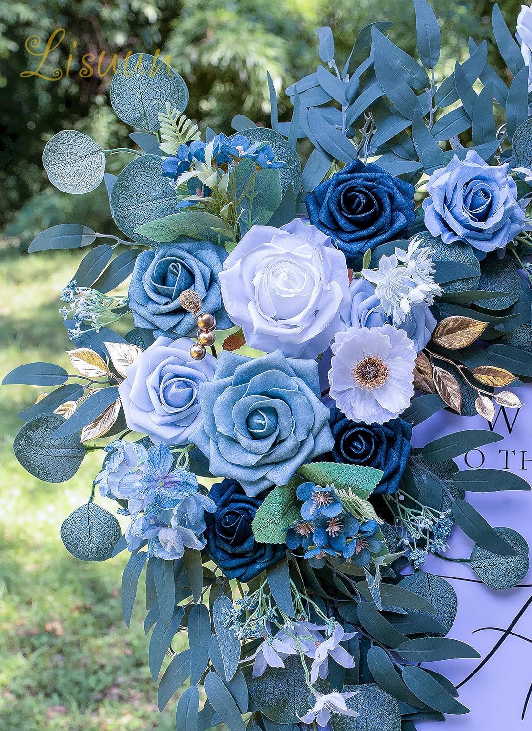 Wedding Arch Flowers, Artificial Flowers for Reception Backdrop and Welcome Ceremony Sign, Large Flower Swag for Dreamy Romantic Wedding Ceremony Floral Decor - Pack of 2