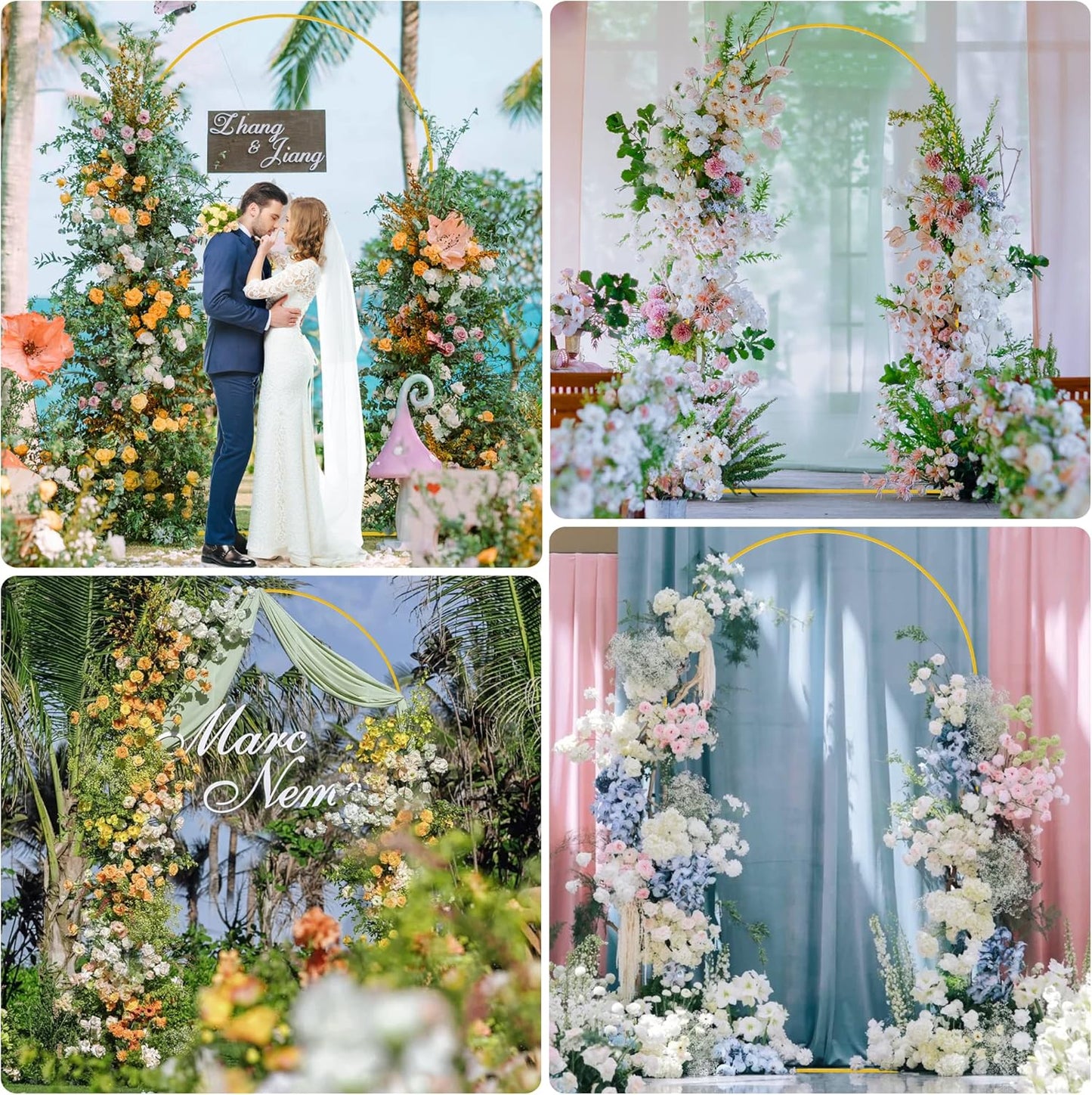 Wokceer Wedding Arch Backdrop Stand 8 FT Gold Metal Chiara Backdrop Stand for Wedding Ceremony Birthday Party Bridal Shower Floral Balloon Arch Decoration