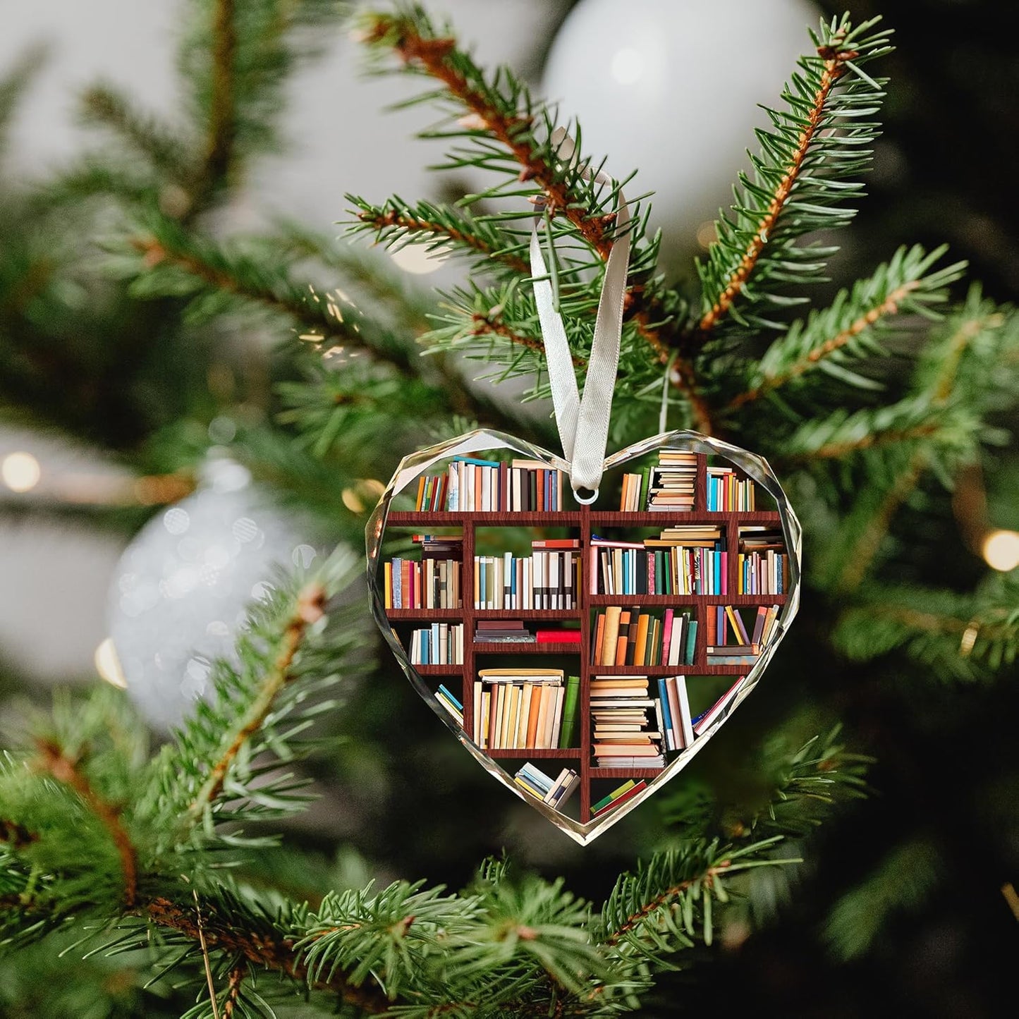 Pawzity Book Lovers Gifts - Gifts for Book Lovers - Books Ornaments for Christmas Tree - Gift for Reading Lover Women - Gift Ideas for Books Lover, Bookworm, Women, Librarian, Nerd - Glass Ornament