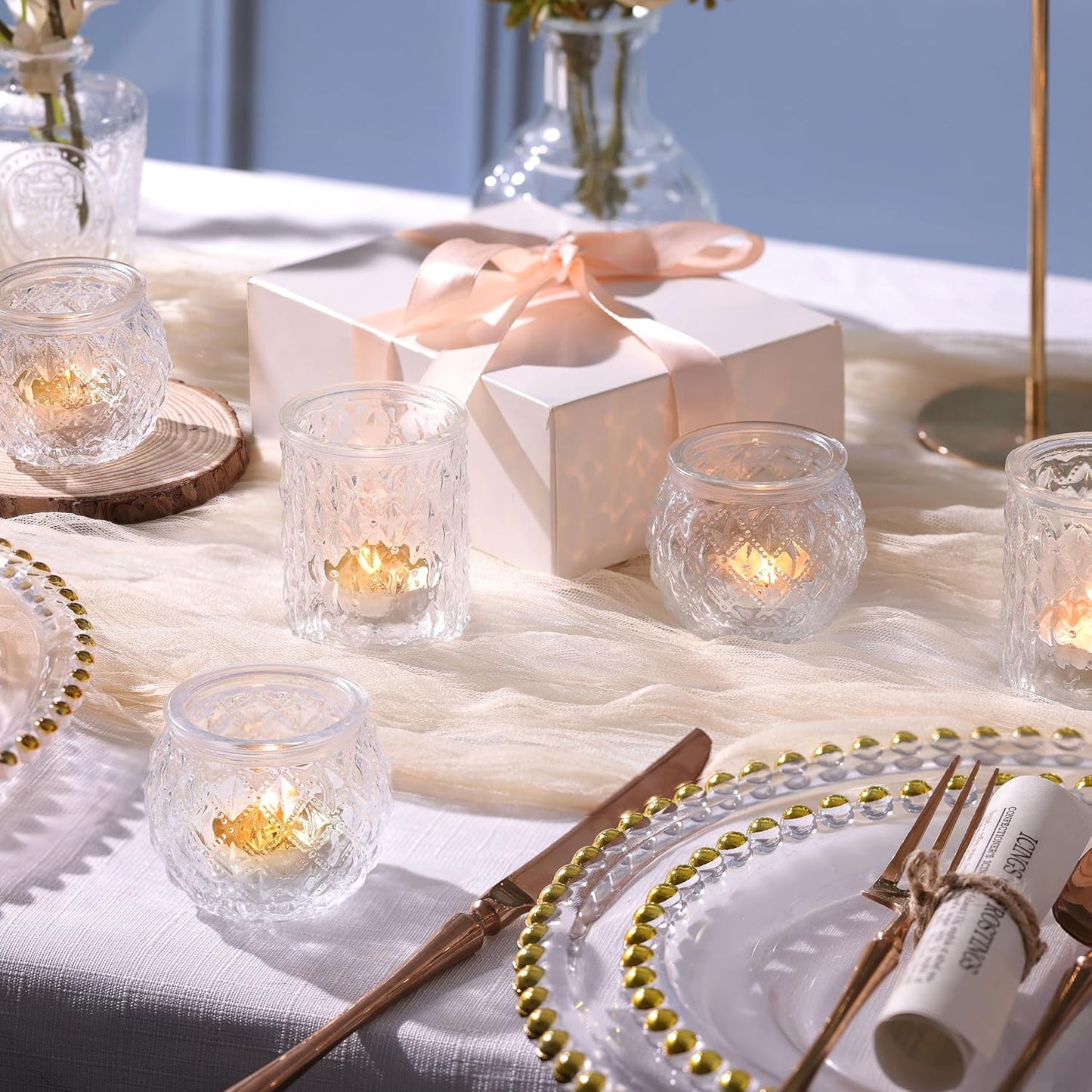 12pcs Assorted Votive Candle Holders for Wedding Centerpiece, Clear Tea Light Candle Holders, Glass Candle Holder for Table Centerpiece, Home and Party Decorations