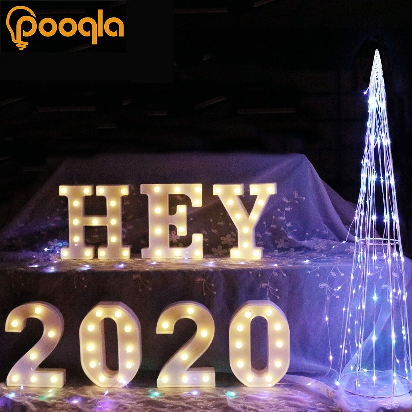 Pooqla LED Marquee Letter Lights Sign, Light Up Alphabet Letter for Home Party Wedding Decoration P