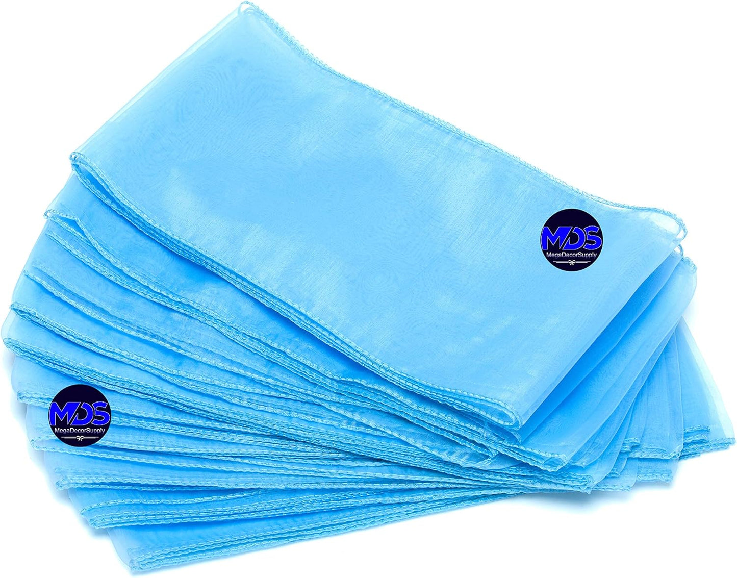 MDS Pack of 125 PCS Organza Chair Sashes Wider Dining Chair Bows Ribbon Tie Back for Wedding Party Birthday Bridal Shower Reception Event Banquet Home Chair Cover Decoration - Baby Blue