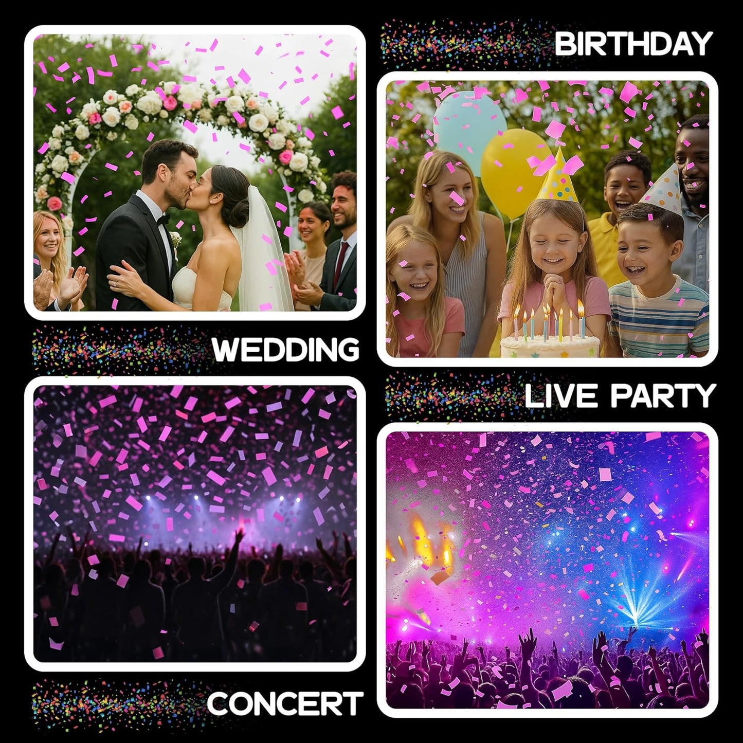 Pink Biodegradable Confetti - Rectangular Fluttering Tissue Paper Confetti for Cannon and Launcher use – Best for Gender Reveal, Parties, Concerts and Weddings - 20 lb, 320 oz