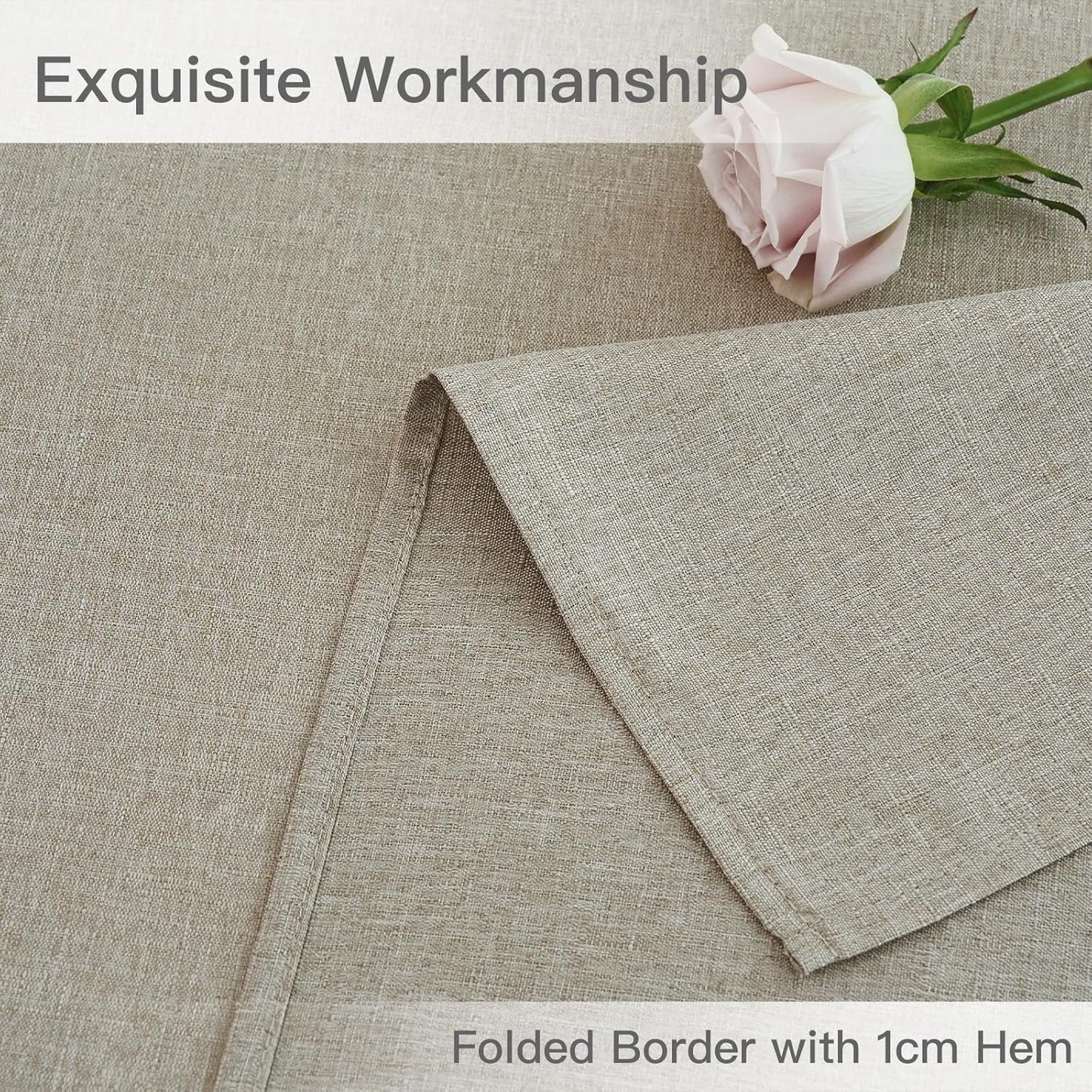 maxmill Linen Texture Tablecloth Water Resistance Antiwrinkle Spillproof Wipeable Washable Fabric Table Cloth for Dining Room, Buffet Banquet Party Holiday Dinner, Rectangular 60 x 108 Inch, Linen