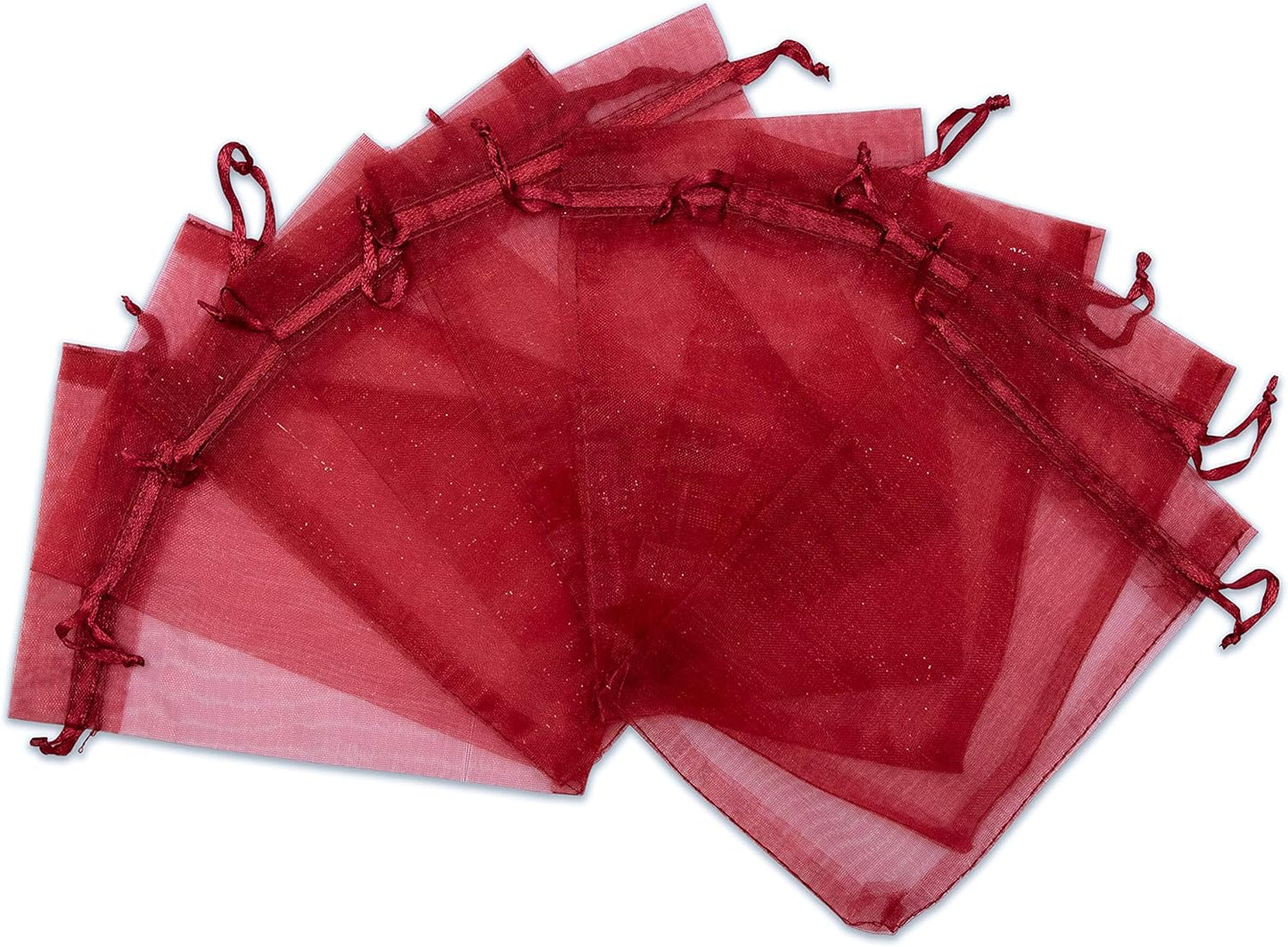TheDisplayGuys 48-Pack 4x6 Maroon Sheer Organza Gift Bags with Drawstring, Goodie Bags for Jewelry, Candy, Treat, Wedding Favors Small Mesh