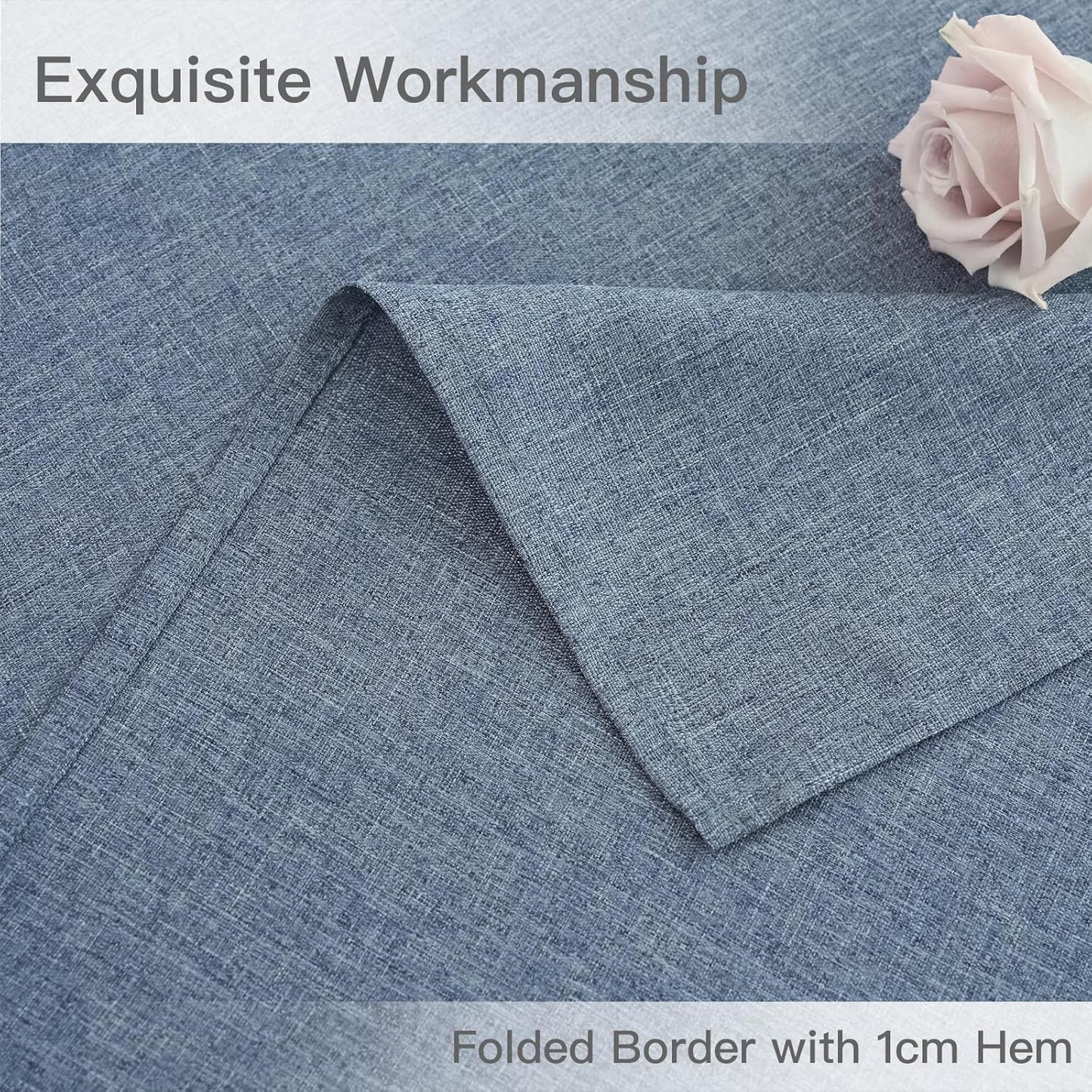 maxmill Linen Texture Tablecloth Water Resistant Antiwrinkle Spillproof Wipeable Washable Soft Fabric Table Cloth for Dining Room, Buffet Banquet Party Holiday, Rectangular 60 x 108 Inch, Demin Blue