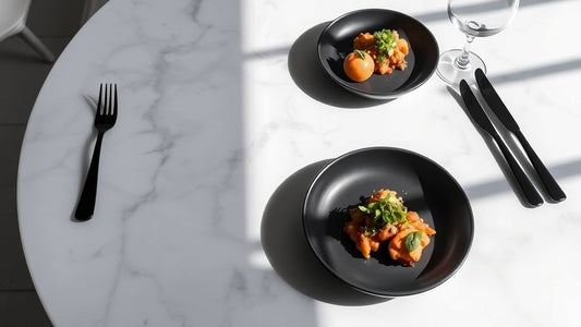 Marble-Base Tablescape — Cold Stone, Clean Lines & Modern Luxury