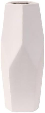 White Ceramic Vase – Modern Minimalist Flower Vase for Home Décor, Living Room, Office, Bedroom, Table Centerpiece, Shelf Decoration, Pampas Grass, Dried Flowers, and Floral Arrangements