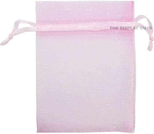 TheDisplayGuys 100-Pack 6x8 Pink Sheer Organza Gift Bags with Drawstring, Jewelry Candy Treat Wedding Party Favors Mesh Pouch