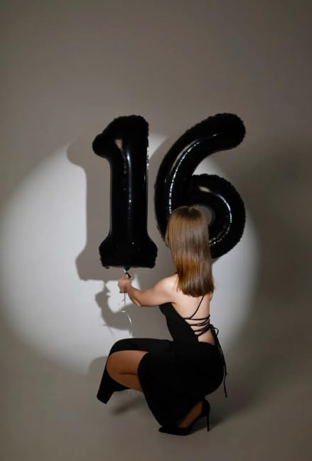 Black Number 18 Balloon - 40 Inch, Birthday Party Decorations, Anniversary & Graduation Supplies