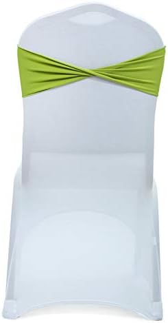 VDS Pack of 150 PCS | Apple Green | Spandex Chair Sashes Bows Without Buckle | Stretch Elastic Banquet Universal Folding Chair Band Tie with for Wedding Party Conference Celebration Event Decoration