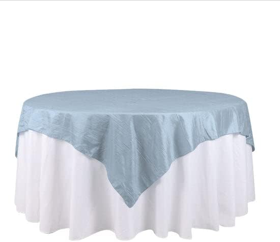 Tableclothsfactory 72"X72" Dusty Blue Accordion Crinkle Taffeta Table Overlay, Square Tablecloth Topper