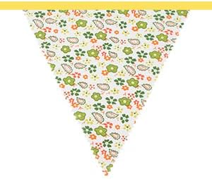 jijAcraft 39Ft Triangle Bunting Banner, 42Pcs Tea Floral Party Bunting Cotton Fabric Flags Pennant Garlands for Birthday Party, Wedding, Baby Shower, Outdoor and Home Decorations (Yellow)