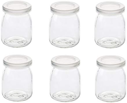 6 Pcs Yogurt Pudding Jars Bottles With Plastic Lids Ideal for Jam, Honey, Wedding Favors, Shower Favors, Baby Foods (5.5 oz (150ml))