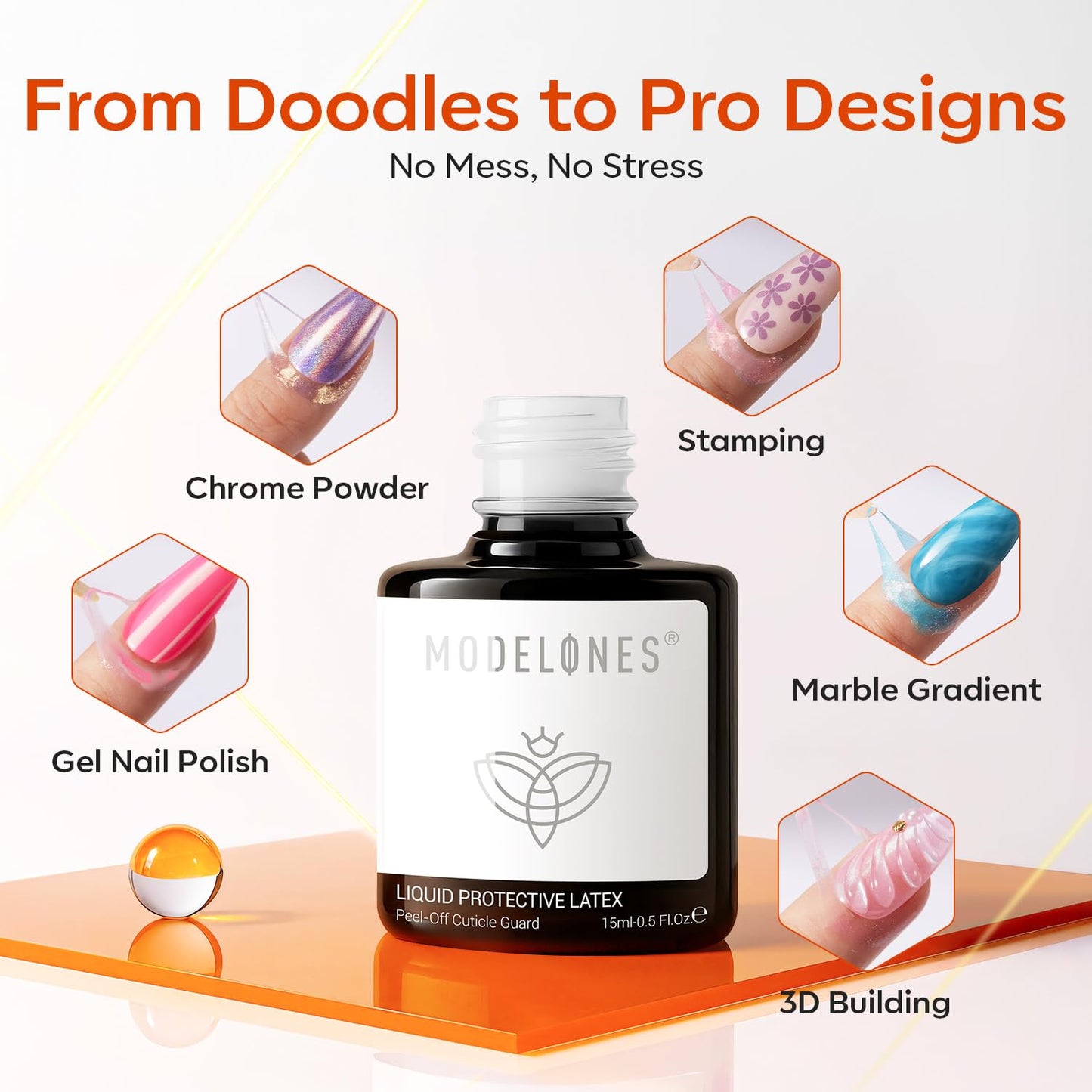 Liquid Latex for Nails 15ml, Peel Off Nail Polish Barrier, Fast Dry Cuticle Guard Skin Protector for Nail Art