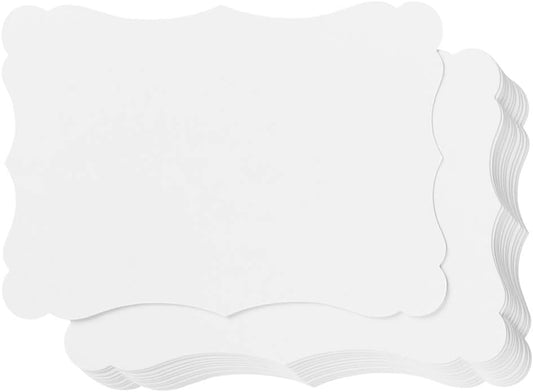 50 Pack Blank Kraft Cards Cardstock Thick Paper Brown Greeting Cards for DIY Gift Card Menus, Baby Shower and Wedding Invitations (White, 5x7IN)