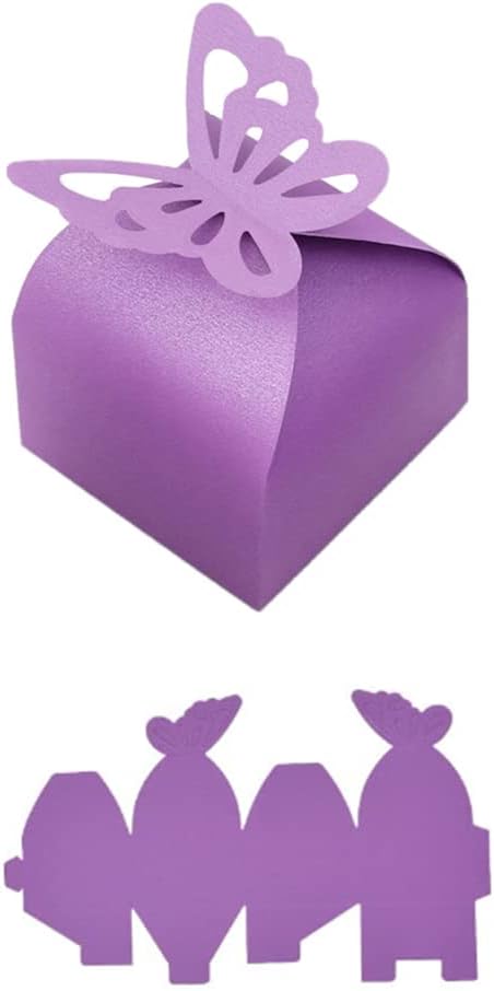 KUPOO 50PCS Small purple Butterfly Favor Boxes Girl Baby Shower Candy Box Small Butterfly Gift Boxes Party Favors for Wedding Birthday