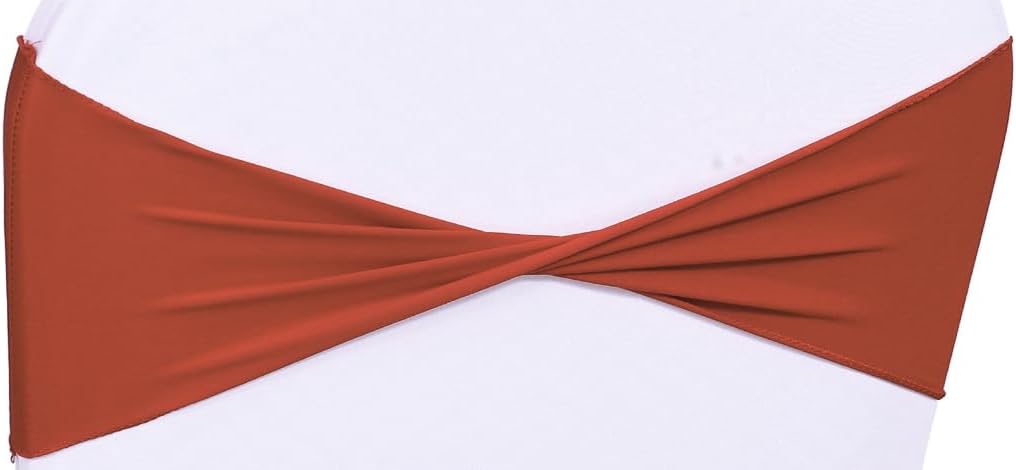 VDS Pack of 125 PCS | Terracotta | Spandex Chair Sashes Bows Without Buckle | Stretch Elastic Banquet Universal Folding Chair Band Tie with for Wedding Party Conference Celebration Event Decoration
