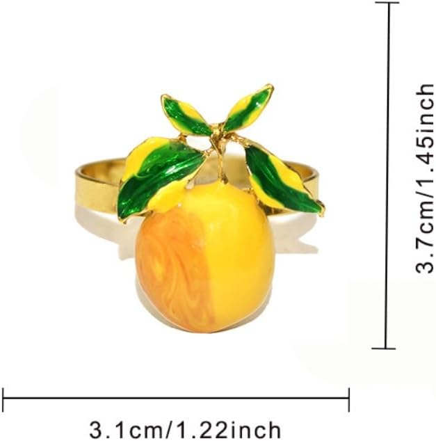 Lemon Napkin Rings Set of 6, Elegant Citrus-Themed Tableware for Summer Parties,Weddings, Thanksgiving Thanksgiving, Christmas(Yellow, One Size)