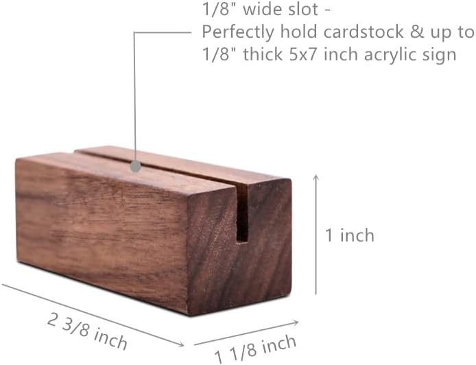 UNIQOOO 20 Pack Place Card Holders | Rustic Walnut Wood Escort Cards Display Stands | Table Number Sign and Photo Stand | Perfect for Retail Shop, Cafe, Home, Wedding, Dinner Party Events Decoration