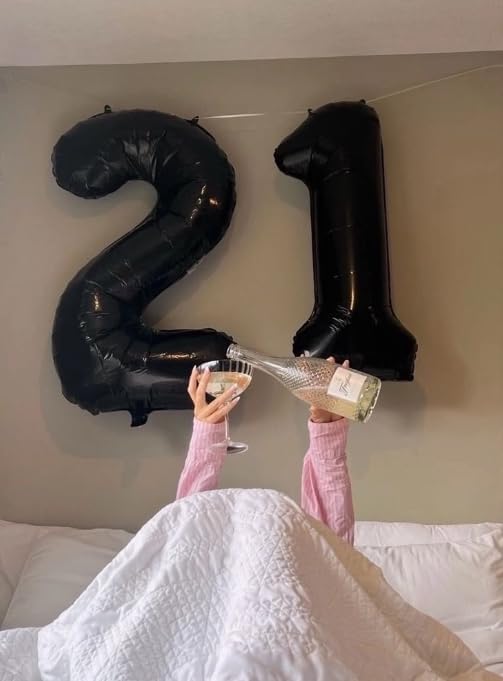 Black Foil Number 8 Balloon 40 Inch, Helium Mylar Eight Numbers 8 18 28 38 48 58 80 88 Birthday Balloons, 8th Black Women Men Anniversary Graduations Party Supplies